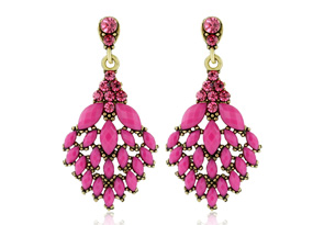 Passiana Cascading Crystal Earrings, Pink
