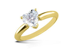 3/4 Carat Heart Shape Diamond Solitaire Ring In 14K Yellow Gold (1.9 G) (H-I, SI2-I1) By SuperJeweler