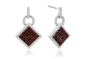 1/2 Carat Chocolate Bar Champagne & White Diamond Pave Dangle Earrings In Sterling Silver, H/I By SuperJeweler