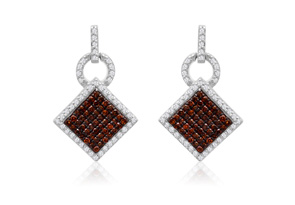 1/2 Carat Chocolate Bar Champagne & White Diamond Pave Dangle Earrings In Sterling Silver, H/I By SuperJeweler