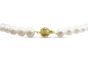36 Inch 10mm AA Hand Knotted Pearl Necklace, 14K Yellow Gold Clasp By SuperJeweler