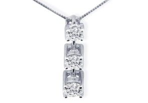 1/2 Carat Diamond Pendant Necklace In 10k White Gold (2.5 Grams) (I-J, I2-I3), 18 Inch Chain By SuperJeweler