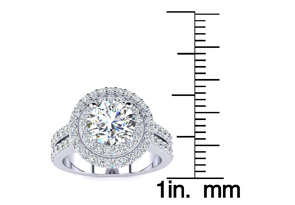 2.5 Carat Double Halo Round Diamond Engagement Ring In 14K White Gold (8.5 G) (I-J, I1-I2 Clarity Enhanced) By SuperJeweler