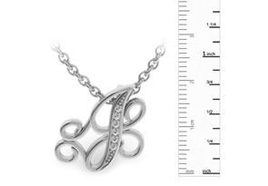Letter J Diamond Initial Necklace In White Gold (2.2 G) W/ 6 Diamonds, I/J, 18 Inch Chain By SuperJeweler
