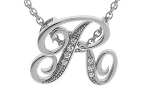 Letter R Diamond Initial Necklace In White Gold (2.2 G) W/ 6 Diamonds, I/J, 18 Inch Chain By SuperJeweler