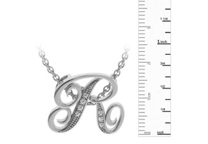 Letter R Diamond Initial Necklace In White Gold (2.2 G) W/ 6 Diamonds, I/J, 18 Inch Chain By SuperJeweler