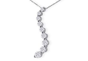 1/2 Carat Curve Style 9 Diamond Journey Pendant Necklace In 14k White Gold, I/J By SuperJeweler