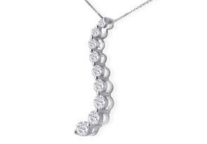1/2 Carat Curve Style 9 Diamond Journey Pendant Necklace In 14k White Gold, I/J By SuperJeweler