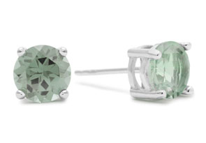 2 Carat Round Green Amethyst Earrings In Sterling Silver By SuperJeweler