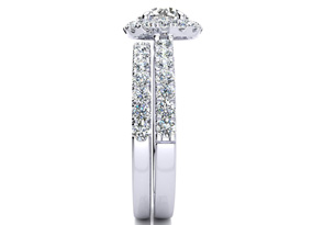 2 Carat Round Floating Halo Diamond Bridal Engagement Ring Set In 14k White Gold (7 G) (I-J, I1-I2 Clarity Enhanced) By SuperJeweler