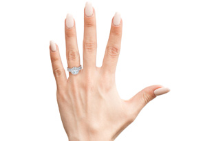 2 Carat Round Floating Halo Diamond Bridal Engagement Ring Set In 14k White Gold (7 G) (I-J, I1-I2 Clarity Enhanced) By SuperJeweler