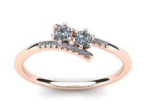 1/4 Carat Two Stone Diamond Ring In 14K Rose Gold (1.8 G) (I-J, I1-I2) By SuperJeweler