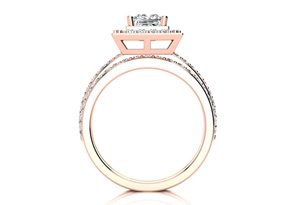 2 Carat Princess Cut Halo Diamond Bridal Engagement Ring Set In 14k Rose Gold (7 G) (, I1-I2 Clarity Enhanced) By SuperJeweler