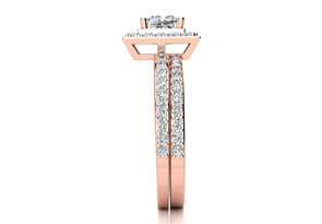 2 Carat Princess Cut Halo Diamond Bridal Engagement Ring Set In 14k Rose Gold (7 G) (I-J, I1-I2 Clarity Enhanced) By SuperJeweler