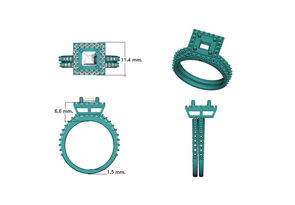2 Carat Princess Cut Halo Diamond Bridal Engagement Ring Set In 14k Rose Gold (7 G) (, I1-I2 Clarity Enhanced) By SuperJeweler