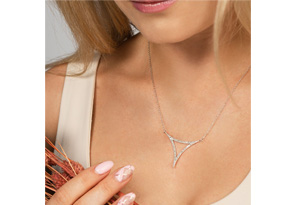 1/3 Carat Diamond Open Triangle Necklace, Sterling Silver, 18 Inches, J/K By Adoriana