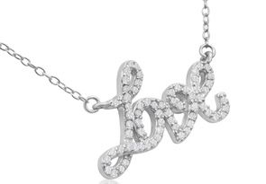 1/2 Carat Diamond Love Necklace, Sterling Silver, 18 Inches, F/G By SuperJeweler