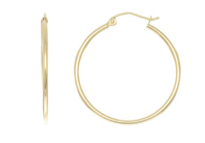 14K Yellow Gold (1.30 G) Polish Finished 30mm Hoop Earrings W/ Hinge W/ Notched Closure By SuperJeweler
