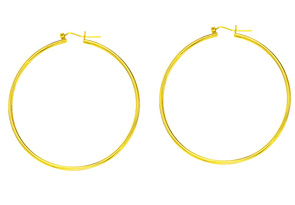 14K Yellow Gold (2.05 G) Polish Finished 45mm Hoop Earrings W/ Hinge W/ Notched Closure By SuperJeweler