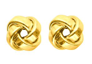 14K Yellow Gold (1.60 G) Polish Finished 9mm Love Knot Stud Earrings W/ Friction Backs By SuperJeweler
