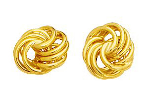 14K Yellow Gold (1.60 G) Polish Finished 9mm Textured Love Knot Stud Earrings W/ Friction Backs By SuperJeweler