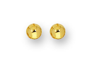 14K Yellow Gold Polish Finished 3mm Ball Stud Earrings W/ Friction Backs By SuperJeweler