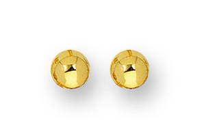 14K Yellow Gold Polish Finished 4mm Ball Stud Earrings W/ Friction Backs By SuperJeweler
