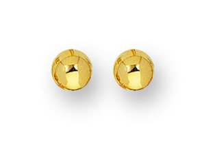 14K Yellow Gold Polish Finished 5mm Ball Stud Earrings W/ Friction Backs By SuperJeweler