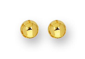 14K Yellow Gold Polish Finished 6mm Ball Stud Earrings W/ Friction Backs By SuperJeweler