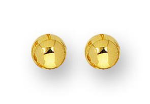 14K Yellow Gold Polish Finished 7mm Ball Stud Earrings W/ Friction Backs By SuperJeweler