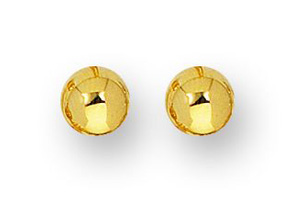 14K Yellow Gold Polish Finished 8mm Ball Stud Earrings W/ Friction Backs By SuperJeweler