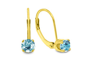 1/2 Carat Solitaire Aquamarine Leverback Earrings, 14k Yellow Gold (1.1 G) By SuperJeweler