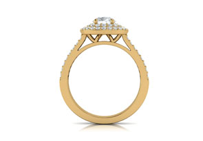 1.5 Carat Double Halo Round Diamond Engagement Ring In 14K Yellow Gold (5.7 G) (I-J, I1-I2 Clarity Enhanced) By SuperJeweler