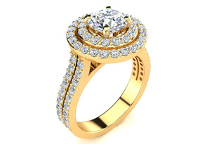 2 Carat Double Halo Round Diamond Engagement Ring In 14K Yellow Gold (6 G) (I-J, I1-I2 Clarity Enhanced) By SuperJeweler