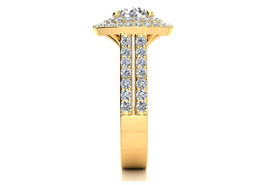 2.5 Carat Double Halo Round Diamond Engagement Ring In 14K Yellow Gold (8.5 G) (I-J, I1-I2 Clarity Enhanced) By SuperJeweler