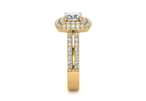 1.5 Carat Double Halo Cushion Cut Diamond Engagement Ring In 14K Yellow Gold (5.7 G) (I-J, I1-I2 Clarity Enhanced) By SuperJeweler