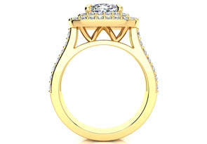 2.5 Carat Double Halo Cushion Cut Diamond Engagement Ring In 14K Yellow Gold (8.5 G) (I-J, I1-I2 Clarity Enhanced) By SuperJeweler
