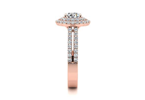 1.5 Carat Double Halo Round Diamond Engagement Ring In 14K Rose Gold (5.7 G) (I-J, I1-I2 Clarity Enhanced) By SuperJeweler