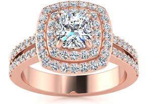 1.5 Carat Halo Diamond Engagement Ring In 14k Rose Gold (5.7 G) (I-J, I1-I2 Clarity Enhanced) By SuperJeweler