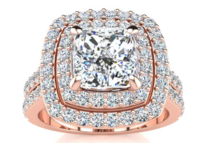 2.5 Carat Double Halo Diamond Engagement Ring In 14k Rose Gold (8.5 G) (I-J, I1-I2 Clarity Enhanced) By SuperJeweler