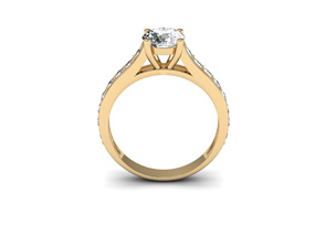 1.5 Carat Classic Engagement Ring W/ 1 Carat Center Diamond In 14K Yellow Gold (3.7 G) (I-J, I1-I2 Clarity Enhanced) By SuperJeweler