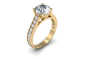 2.5 Carat Classic Engagement Ring W/ 2 Carat Center Diamond In 14K Yellow Gold (4 G) (I-J, I1-I2 Clarity Enhanced) By SuperJeweler