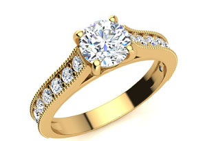 1.5 Carat Diamond Engagement Ring W/ 1 Carat Center Diamond In 14K Yellow Gold (3.7 G) (I-J, I1-I2 Clarity Enhanced) By SuperJeweler