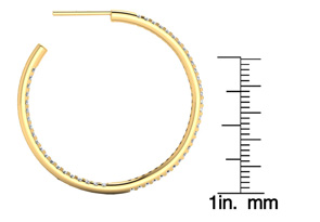 14K Yellow Gold (9.40 G) 1 Carat Diamond Three Quarter Hoop Earrings (H-I, SI2-I1) By SuperJeweler