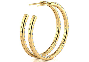 14K Yellow Gold (9.40 G) 3 Carat Diamond Three Quarter Hoop Earrings (H-I, SI2-I1) By SuperJeweler