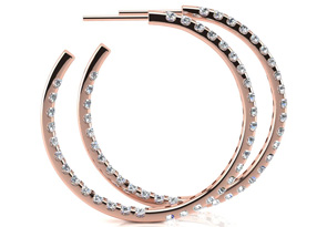 14K Rose Gold (9.40 G) 3 Carat Diamond Three Quarter Hoop Earrings (H-I, SI2-I1) By SuperJeweler