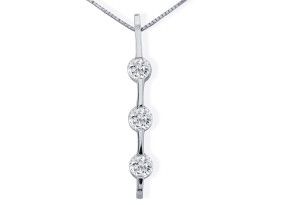 Contemporary 1 Carat Channel Set Diamond Pendant Necklace In 14k White Gold, I/J, 18 Inch Chain By SuperJeweler