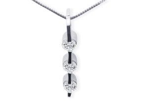 Contemporary 1 Carat Channel Set Diamond Pendant Necklace In 14k White Gold, I/J, 18 Inch Chain By SuperJeweler