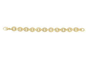 14K Yellow Gold (10.50 G) 7.5 Inch Textured & Shiny Oval Link Chain Bracelet By SuperJeweler