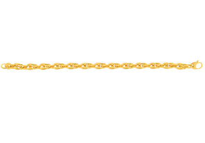 14K Yellow Gold (4.10 G) 7.5 Inch Shiny Double Oval Link Fancy Chain Bracelet By SuperJeweler